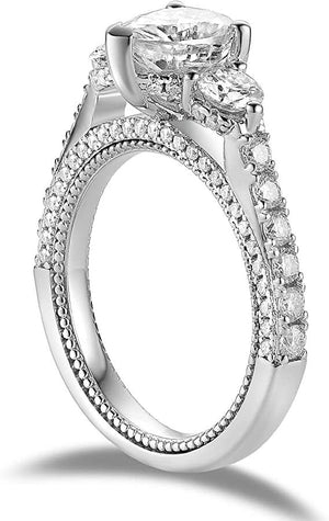 Doveggs pear vintage/antique pave moissanite engagement ring in sterling silver setting