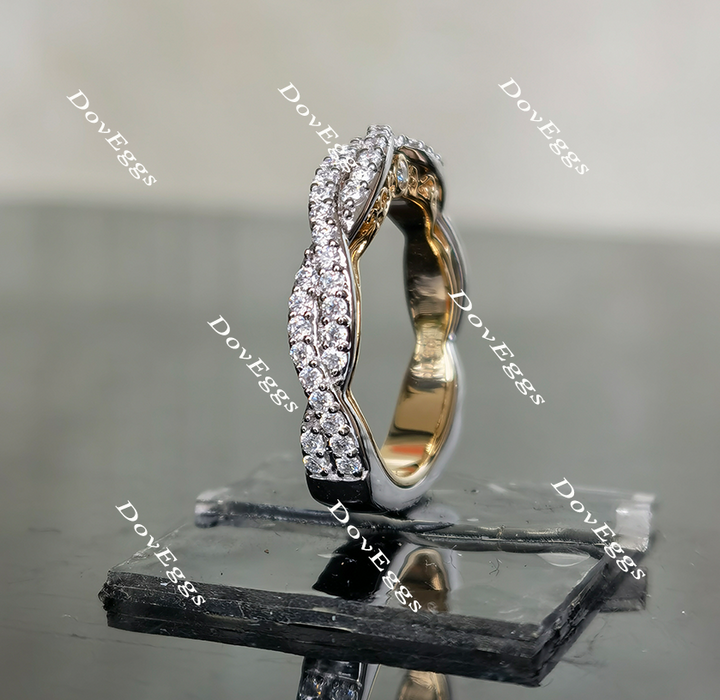 Doveggs round vintage pave moissanite band/lab grown diamond wedding band-3.3mm band width