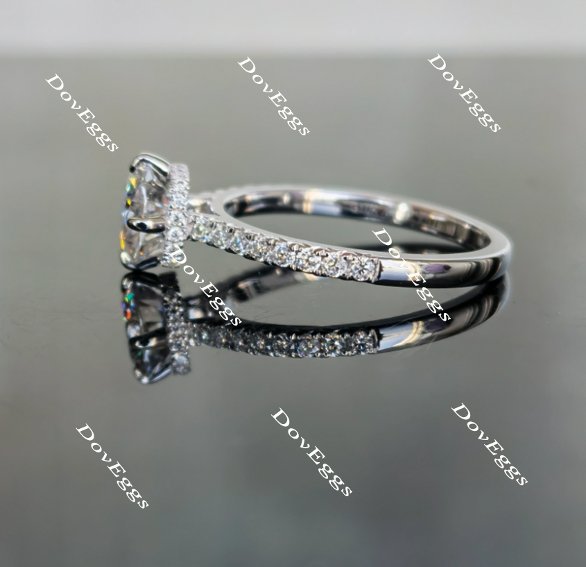 Doveggs cushion half eternity pave moissanite engagement ring