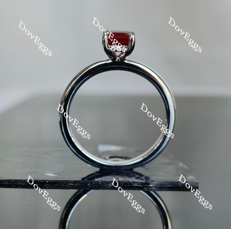 Doveggs asscher vivid pegion blood ruby colored gem engagement ring