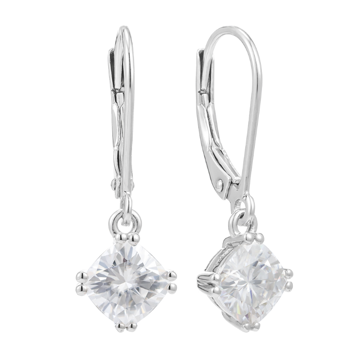 Doveggs square cushion moissanite hoop earrings for women - DovEggs-Seattle