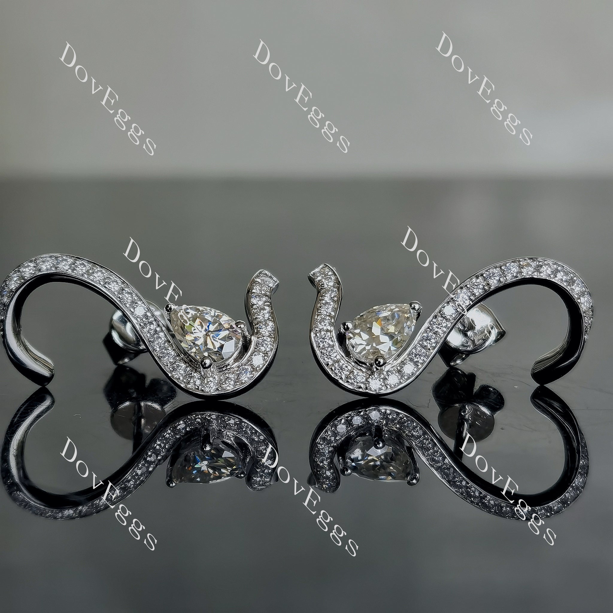 Doveggs pear pave moissanite push back earrings