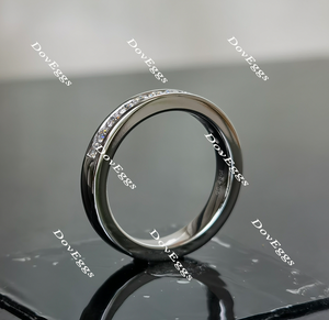 Doveggs round channel set moissanite/lab grown diamond wedding band-3.2mm band width