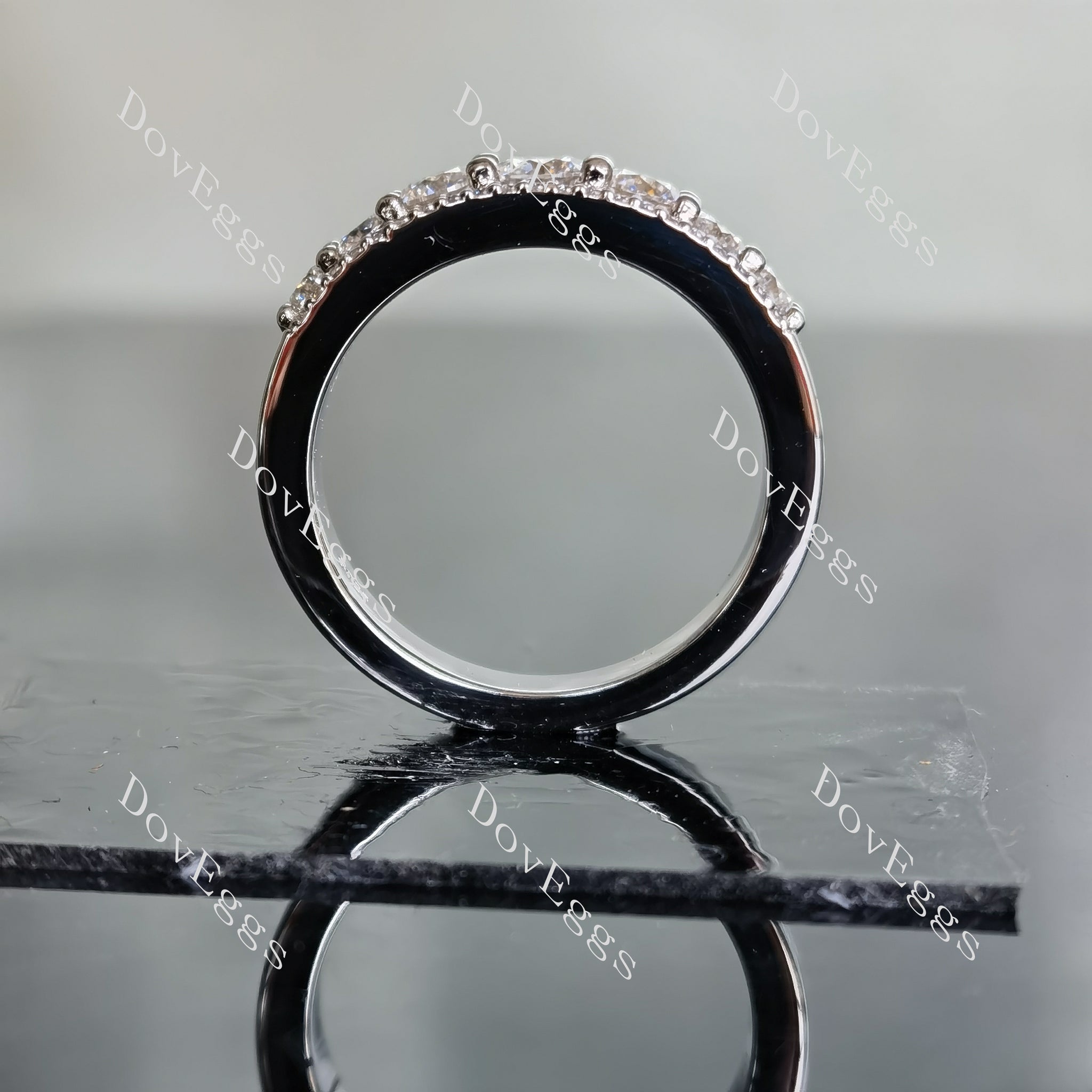 Doveggs round pave moissanite/lab grown diamond wedding band-3.0mm band width