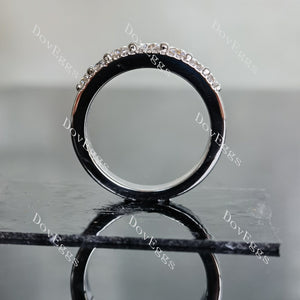 Doveggs round pave moissanite/lab grown diamond wedding band-3.0mm band width