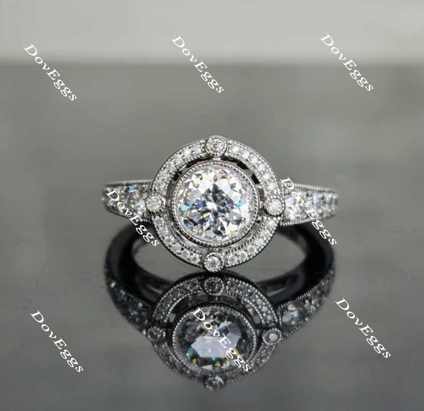 half eternity pave moissanite engagement ring