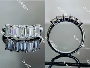 Doveggs Five stone emerald moissanite wedding band/moissanite ring-1.9mm band width