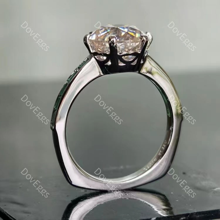 DovEggs round channel set moissanite engagement ring