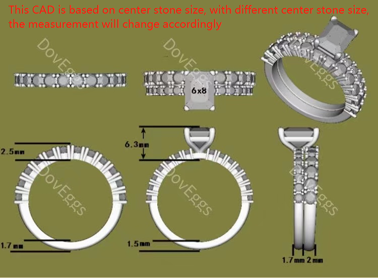 The Kaylee radiant moissanite bridal set (2 rings)