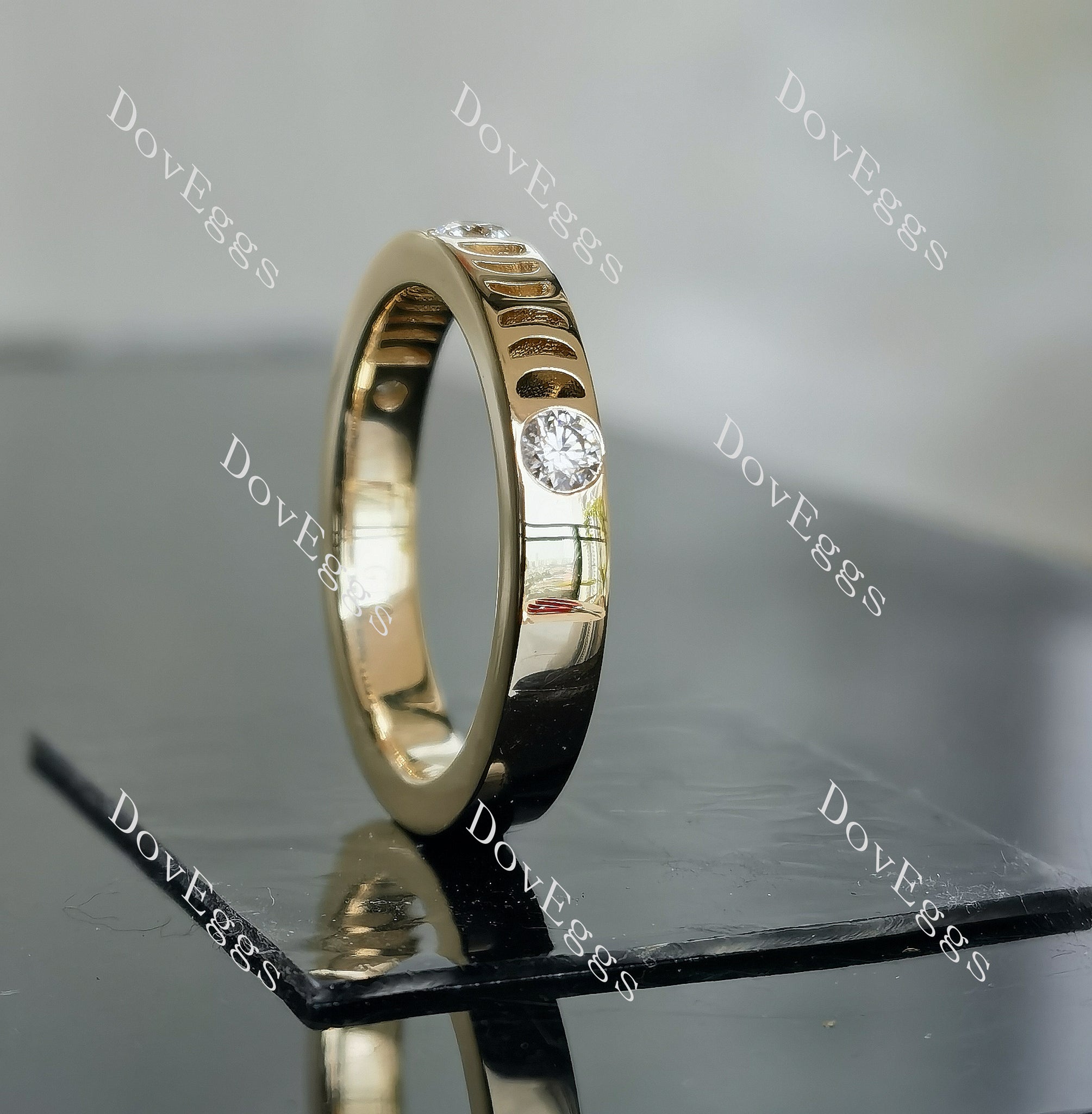 Doveggs round art deco half eternity moissanite wedding band-3.5mm band width