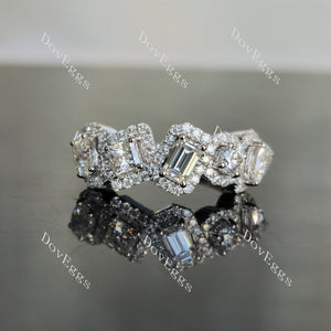 Doveggs oval/princess/emerald/round/pear stones moissanite/lab grown diamond wedding band-2.4mm band width