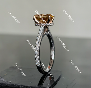 Doveggs elongated oval champagne pave moissanite engagement ring