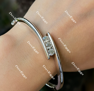 Doveggs three stone moissanite/lab grown diamond bangle