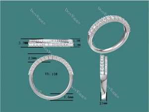 Doveggs round two pave moissanite/lab grown diamond wedding band-2.1mm band width