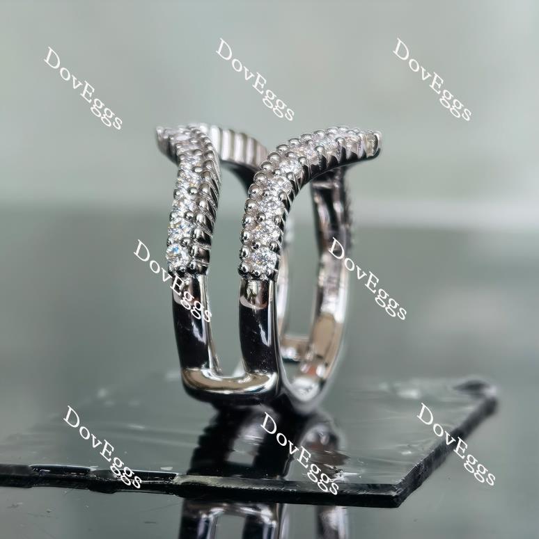 Doveggs half eternity pave round curved moissanite/lab grown diamond enhancer-7.6mm band width