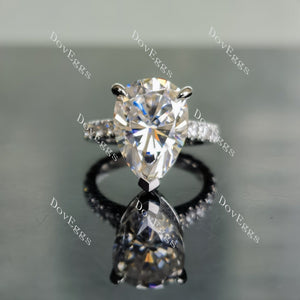 DovEggs paved pear moissanite ring/lab diamond ring