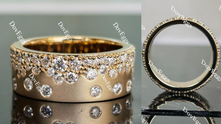 Doveggs round full eternity textured/without textured moissanite/lab grown diamond wedding band-8mm band width - DovEggs-Seattle