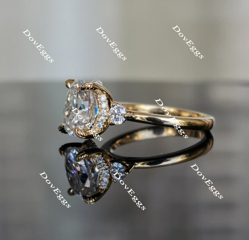 The Katherine oval side stone moissanite engagement ring