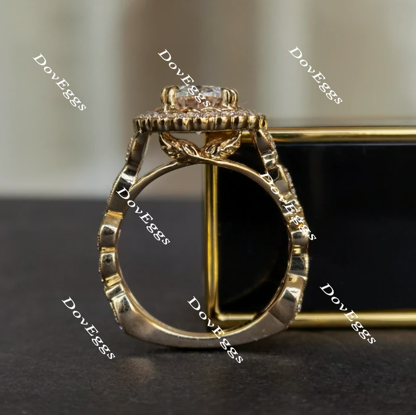 The Fiona flower shape oval moissanite engagement ring