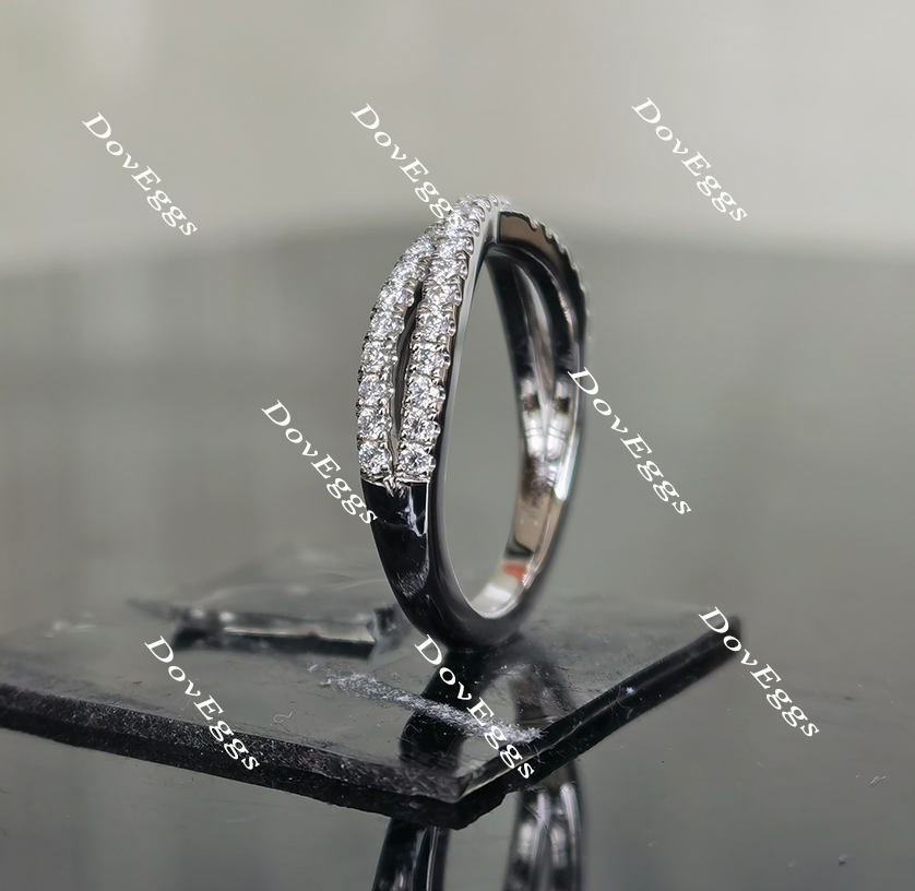 Doveggs pave curved  moissanite/lab grown diamond wedding band-2.1mm band width