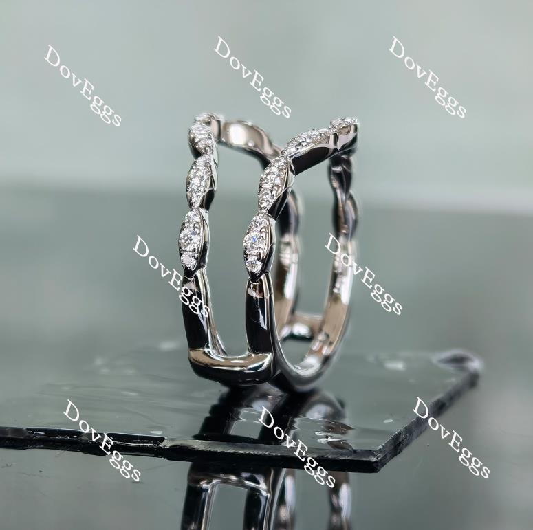 Doveggs round half eternity pave curved moissanite/lab grown diamond enhancer-6.8mm band width