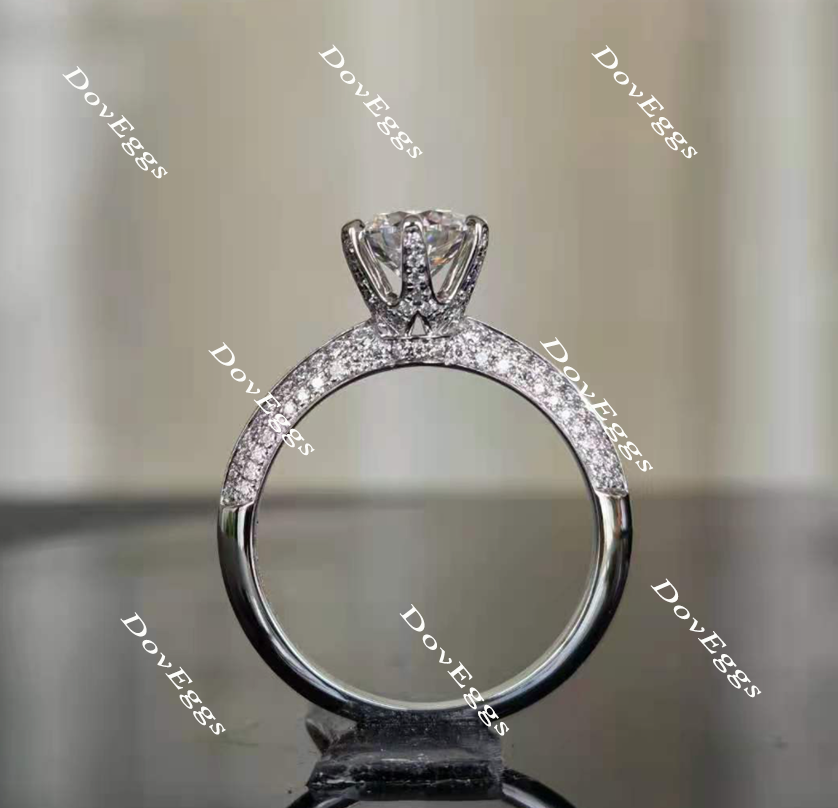 doveggs round half eternity pave moissanite engagement ring