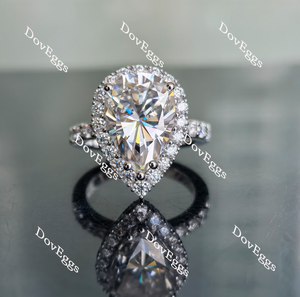 Doveggs pear half eternity pave halo moissanite engagement ring