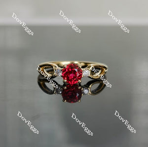 Doveggs round side stone vivid pegion blood ruby colored gem engagement ring