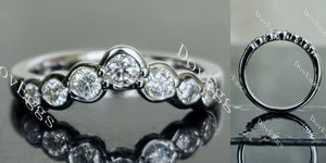 Doveggs round seven stones bezel moissanite/lab grown diamond wedding band-2.3mm band width