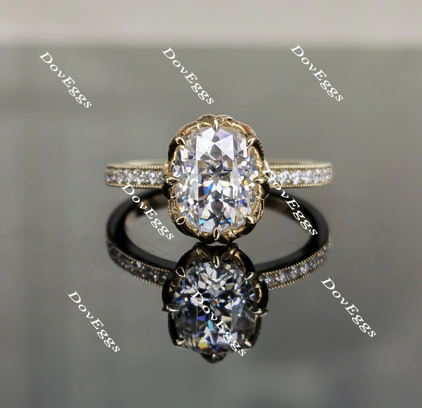 half eternity pave moissanite engagement ring