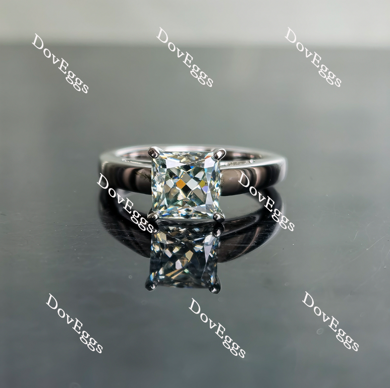 Doveggs cathedral style solitaire colored moissanite engagement ring