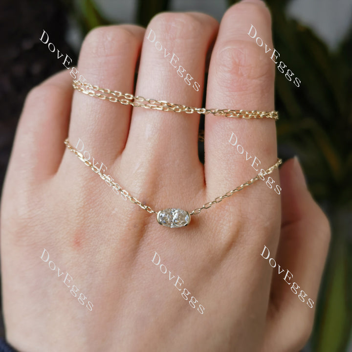 Doveggs oval solitaire moissanite pendant necklace (with 17' length chain)