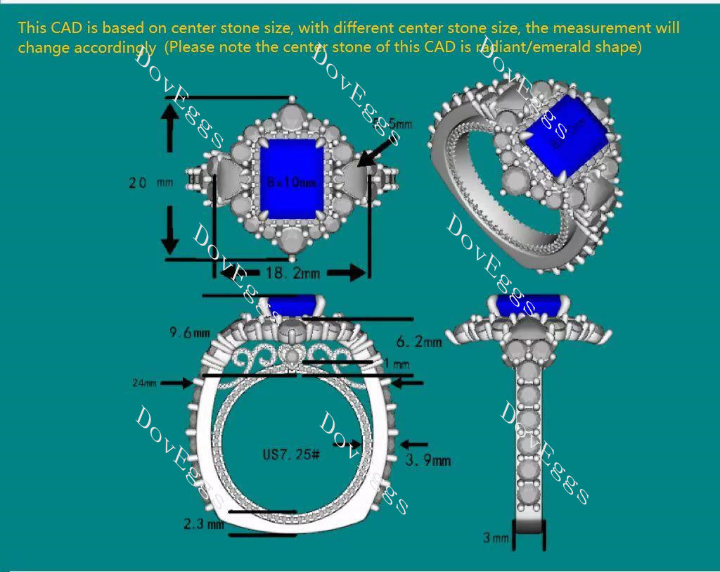 The Wendy Peacock blue halo colored moissanite/colored gem engagement ring