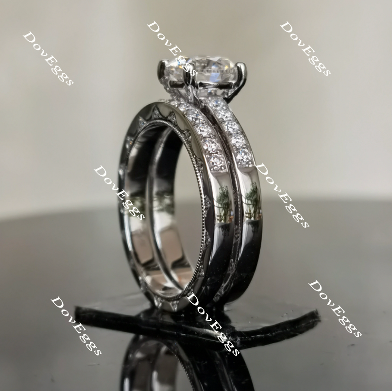 Doveggs round vintage moissanite bridal set (2 rings)