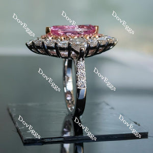 Doveggs marquise halo pink sapphire colored gem sterling silver engagement ring