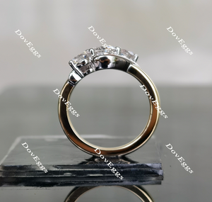 Doveggs round three stone moissanite engagement ring