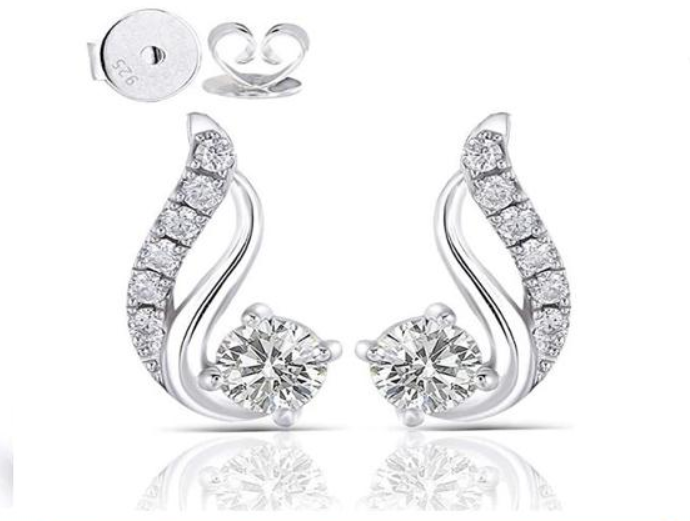 doveggs moissanite 0.6 carat g-h color round moissanite sterling silver stud earrings