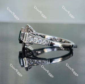 Nouveau Gatsby asscher halo zambia emerald engagement ring