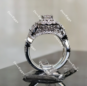 Doveggs oval halo moissanite bridal set