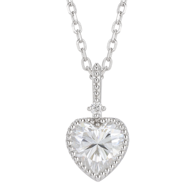 doveggs sterling silver 2 carat moissanite heart shape pendant necklace