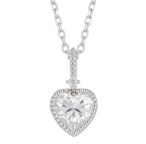 doveggs sterling silver 2 carat moissanite heart shape pendant necklace
