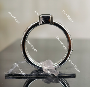 Doveggs black emerald eternity pave moissanite engagement ring