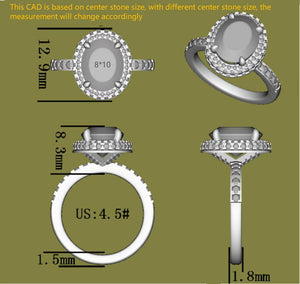 DovEggs oval halo moissanite engagement ring