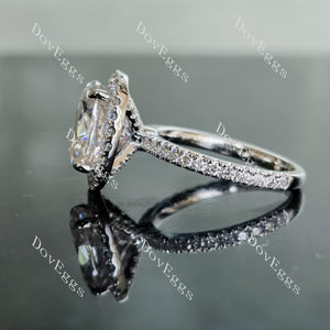 Doveggs oval halo pave moissanite engagement ring