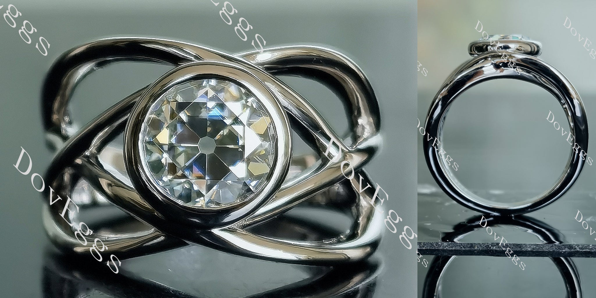 split shank colored moissanite engagement ring