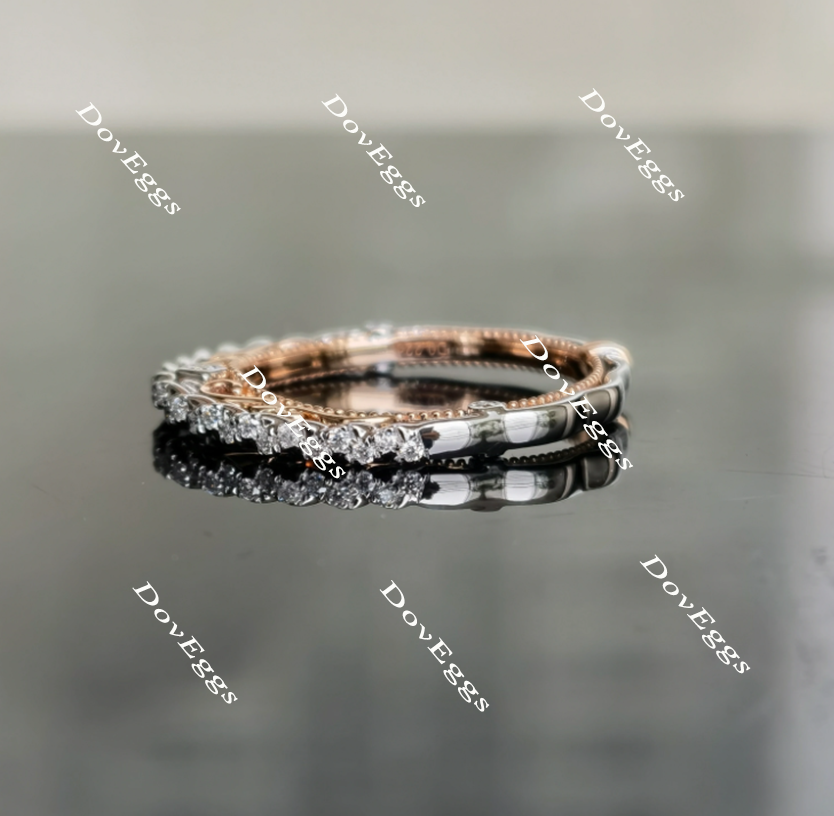 Doveggs round vintage moissanite ring/lab grown diamond wedding bands-2.7mm band width