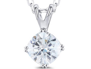 Doveggs double prongs cushion moissanite pendant necklace for women (pendant only)