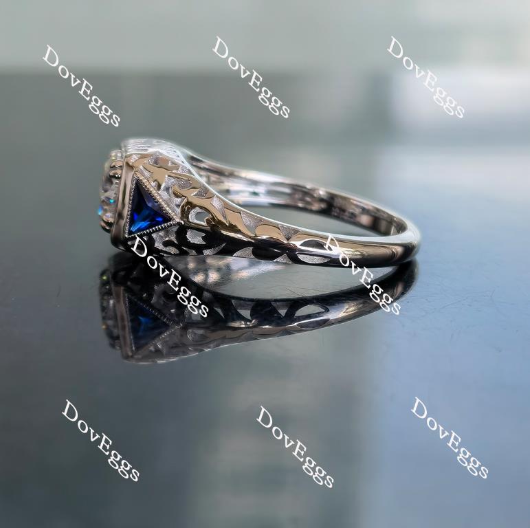 Doveggs round side stones moissanite & colored gem engagement ring