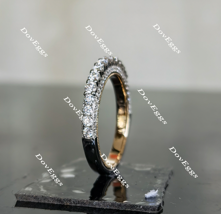 Doveggs round vintage moissanite/lab grown diamond wedding band-2.4mm band width