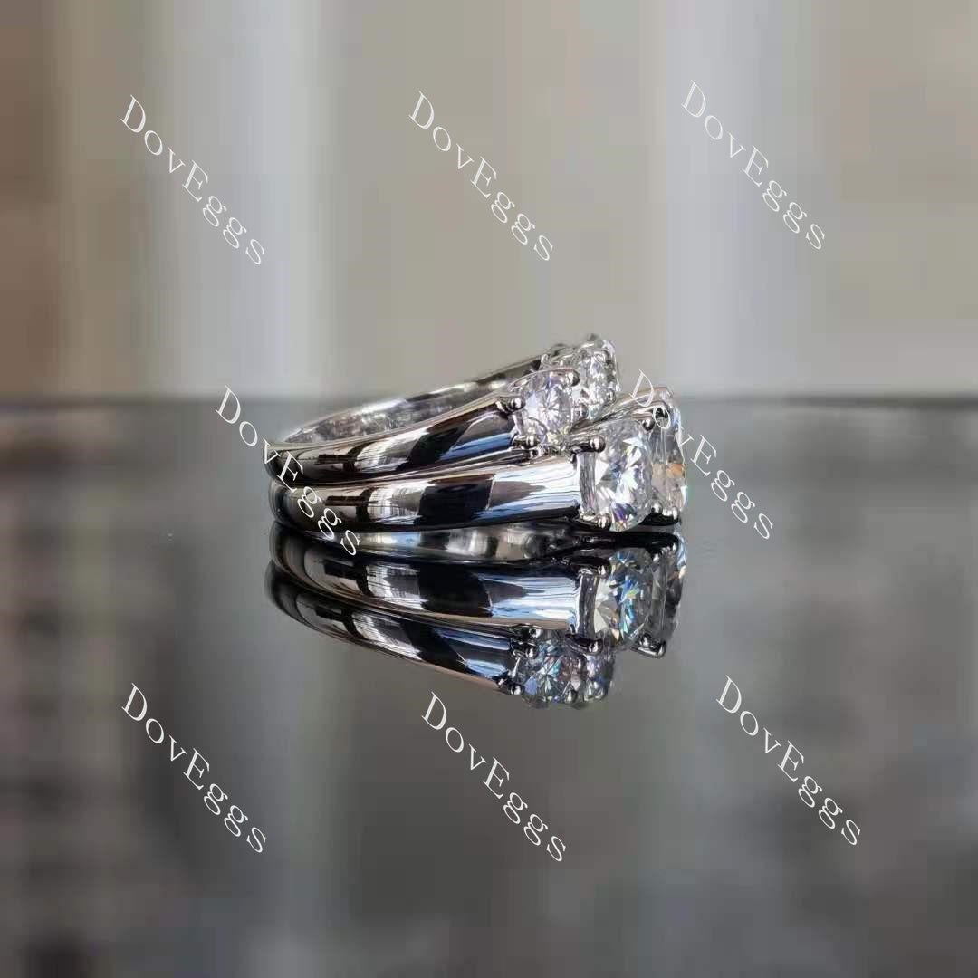 Doveggs five stone moissanite/lab grown diamond wedding band-2.0mm band width